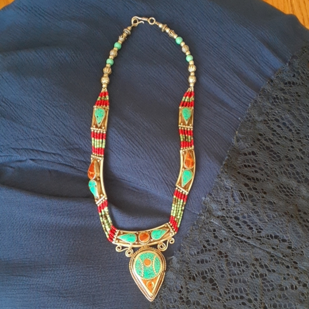 Tibet silver and turquoise necklace